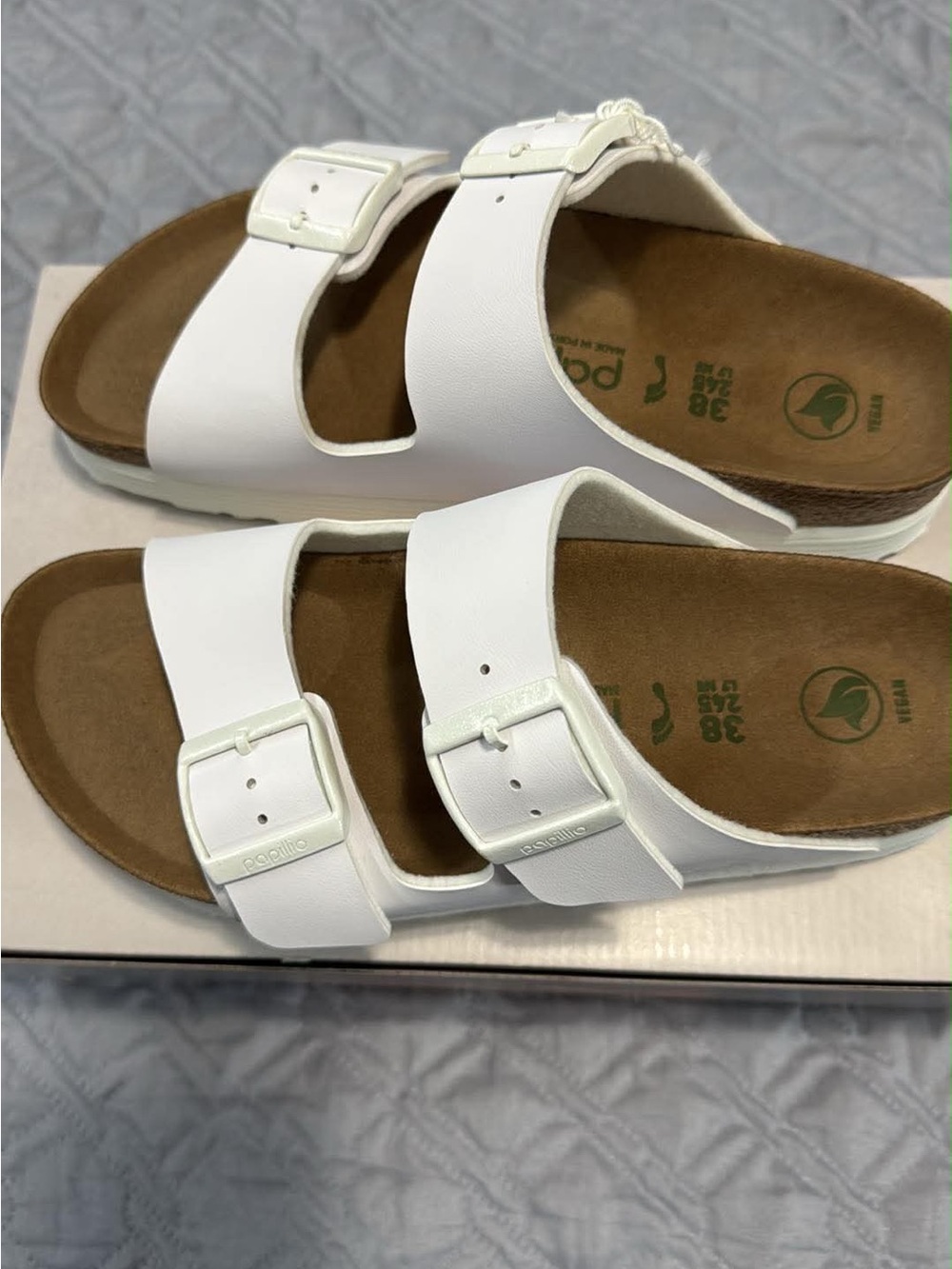 PAPILLio x Birkenstock White Double-Strap Sandals with Buckles